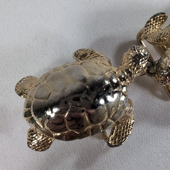 Gay Boyer Gold Turtle Belt Buckle Rope Ribbon Two Piece Sea Interlocking Vintage - Picture 13 of 16